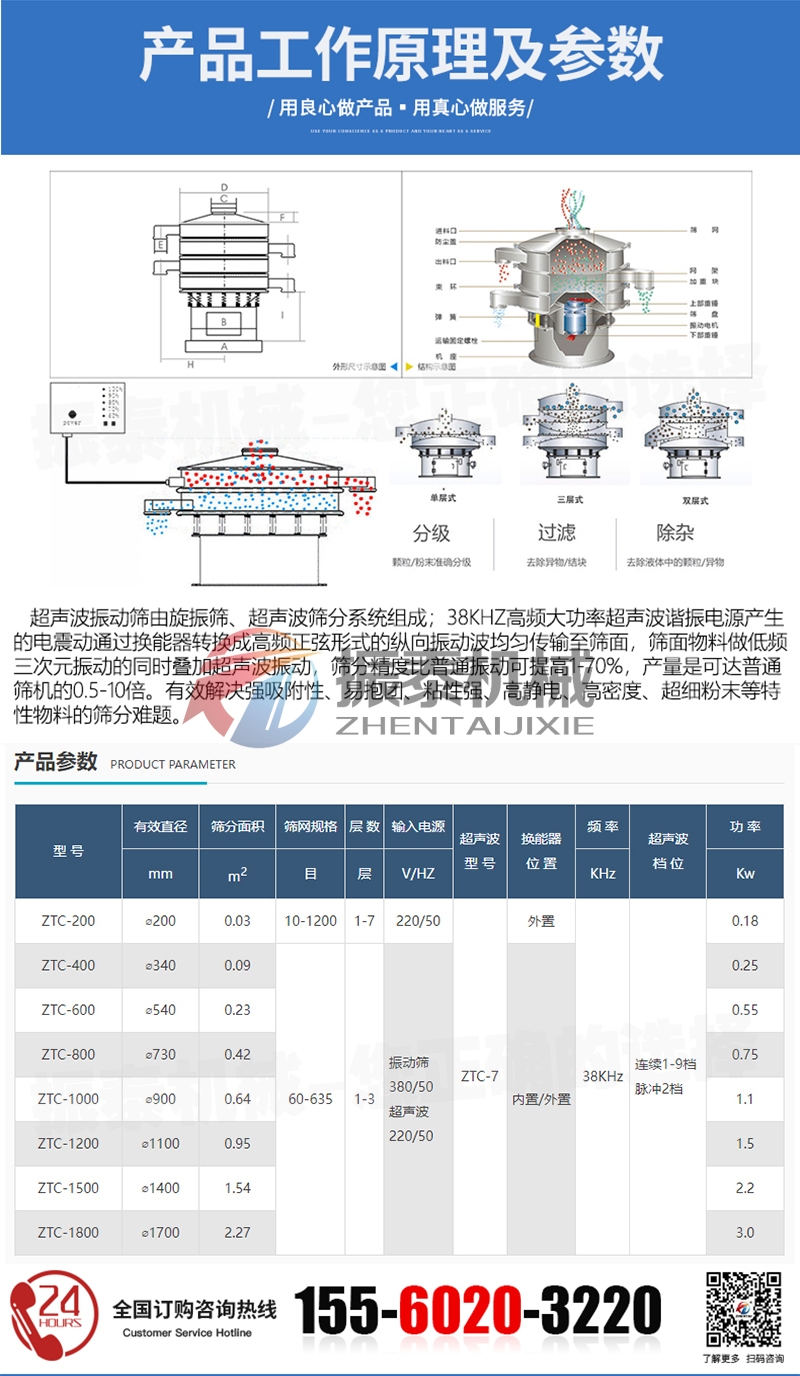 超声波振动筛的技术参数