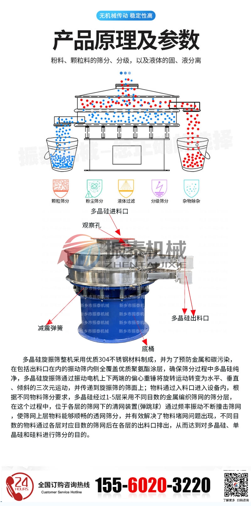 多晶硅旋振筛的工作原理